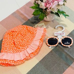 ☀️NWT Cat & Jack Baby Girl Sun Hat Sunglasses Set